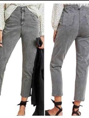 High-Rise Grey Cropped Ankle Jeans for Women